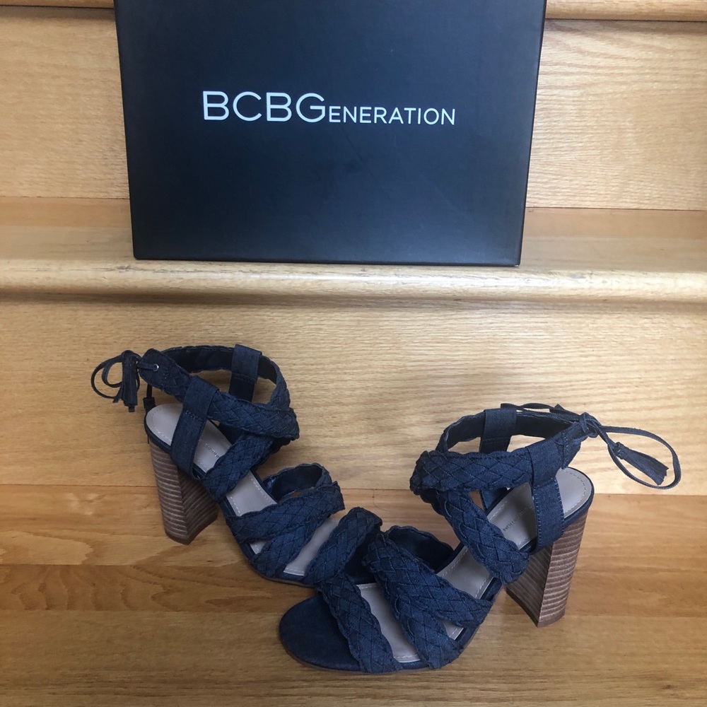 BCBG Generation denim sandal with block heel